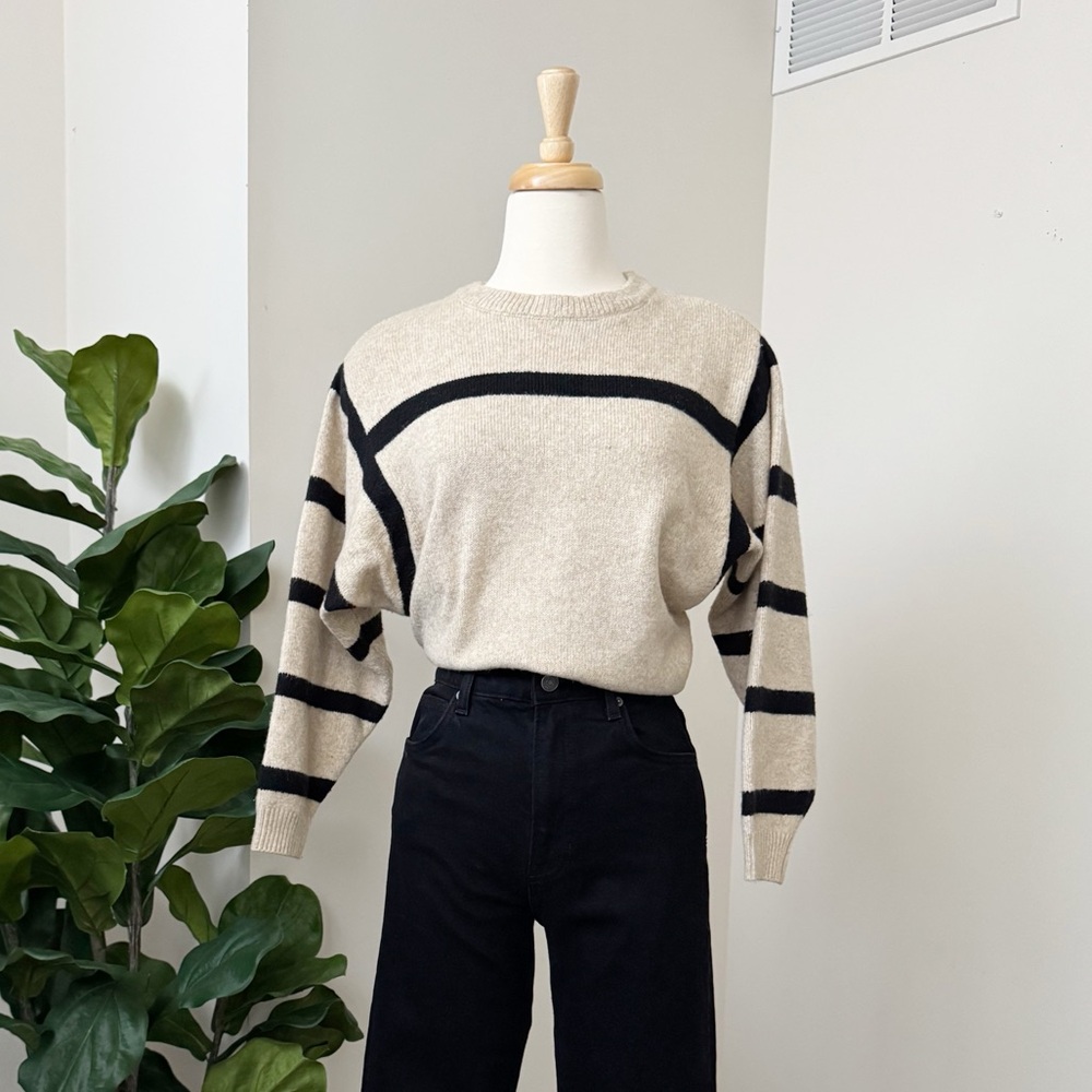 Beige and Black Knit Sweater